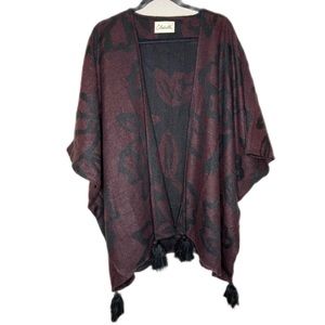Rachel Zoe Cleobella Burgundy/Black Sevigny Capelet/Poncho
